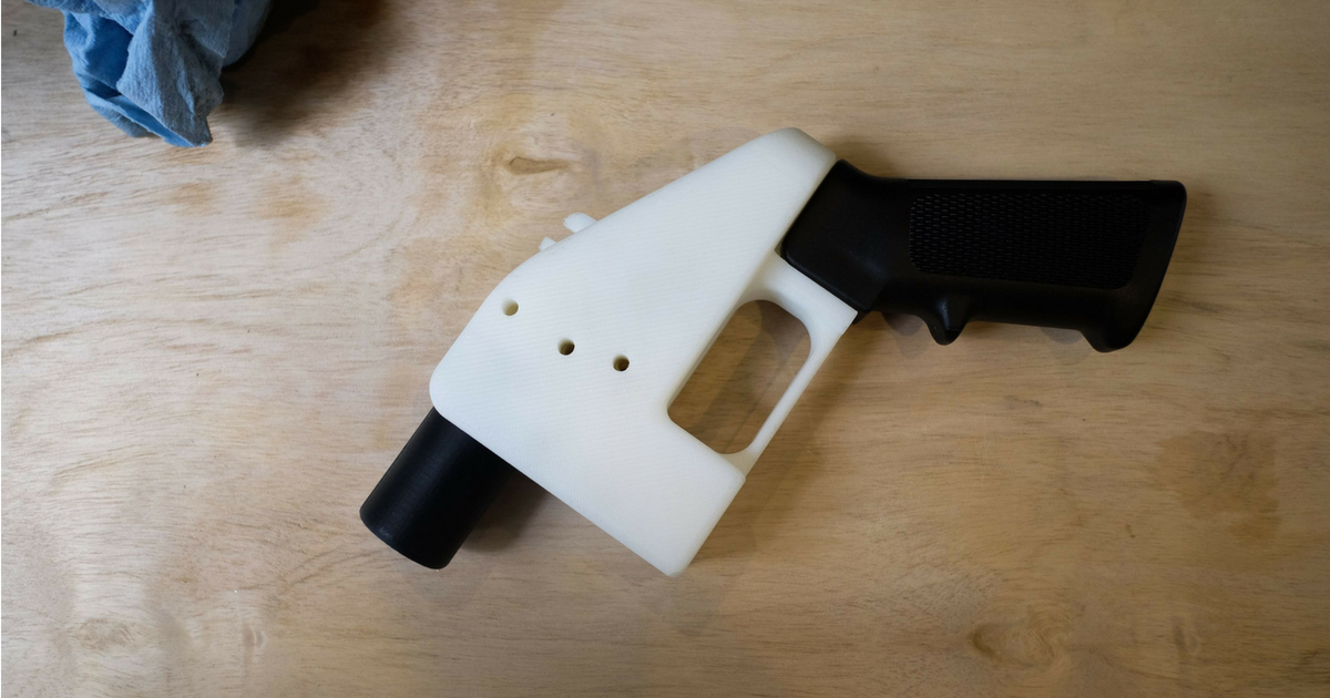 A 3-D-printed gun is seen in a factory in Austin, Texas, on August 1, 2018.
