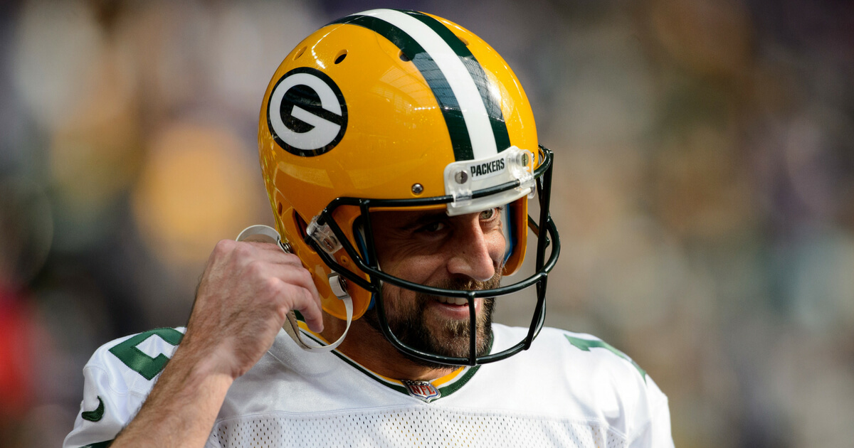 Aaron Rodgers of the Green Bay Packers smiles