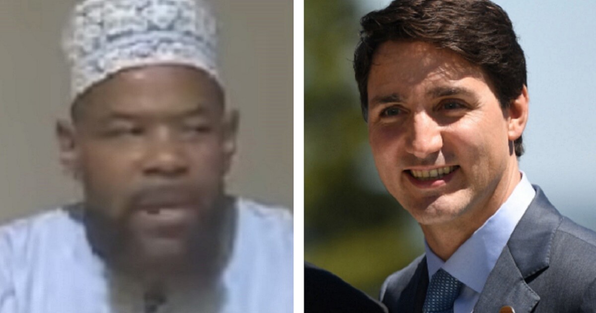 Abu Usama At-thababi, left, and Canadian Prime Minister Justin Trudeau.