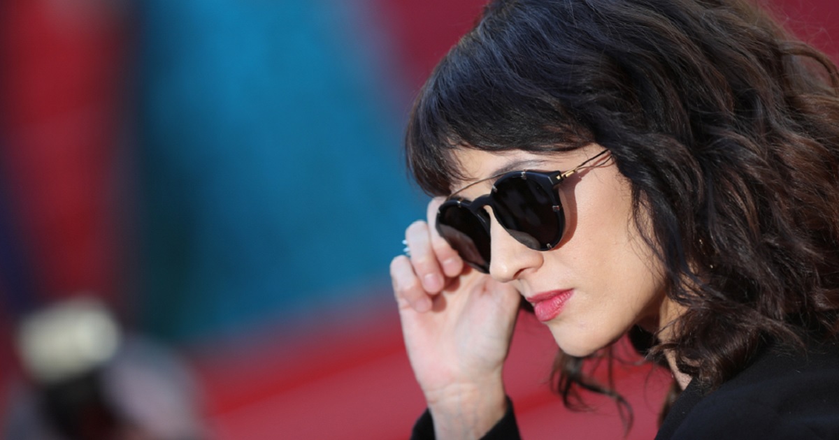 Asia Argento in a pair of sunglasses at the Cannes Film Festival in May 2018.