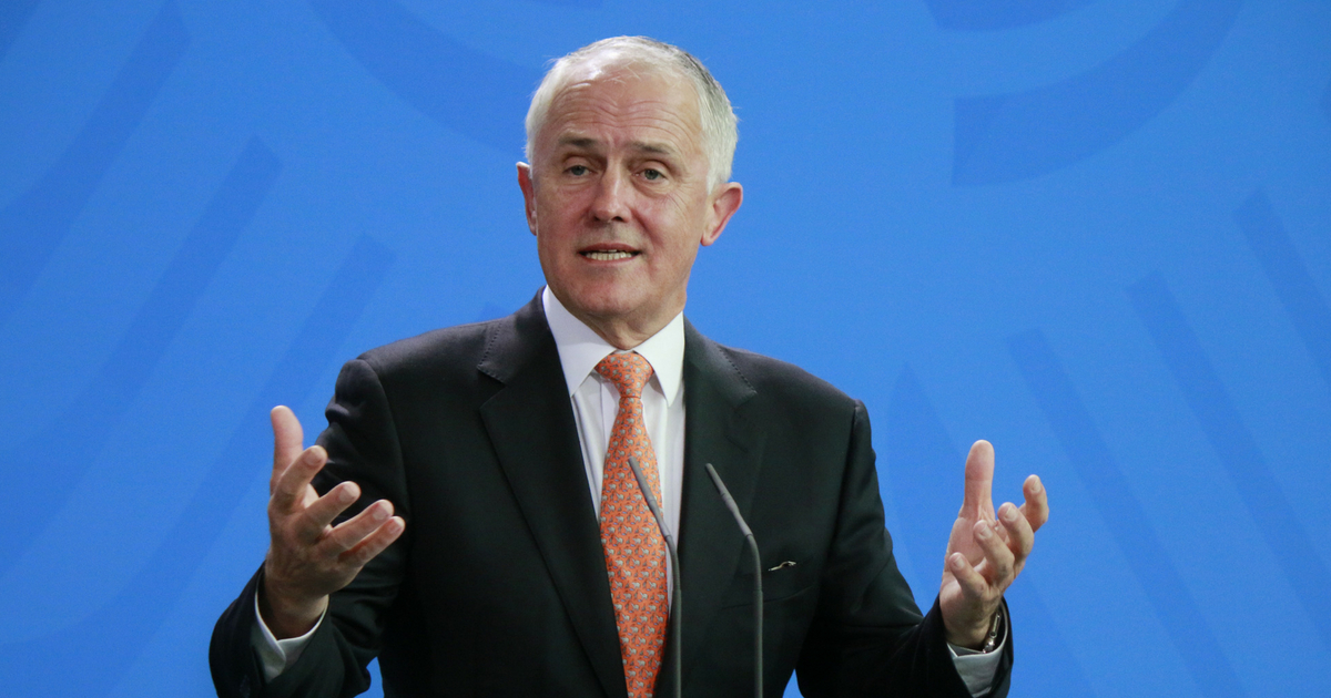 Australian Prime Minister Malcolm Turnbull at a press conference after a meeting with the German Chancellor in the Federal Chanclery