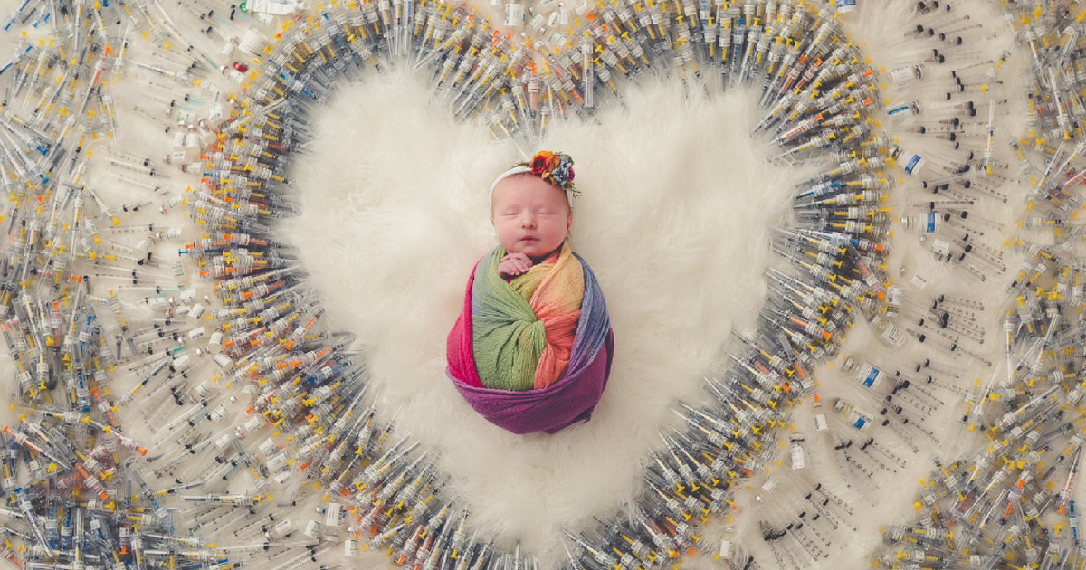 Baby Surrounded by Needles