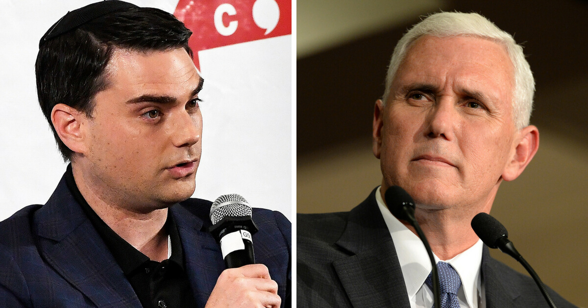 Ben Shapiro, left, and Mike Pence, right.