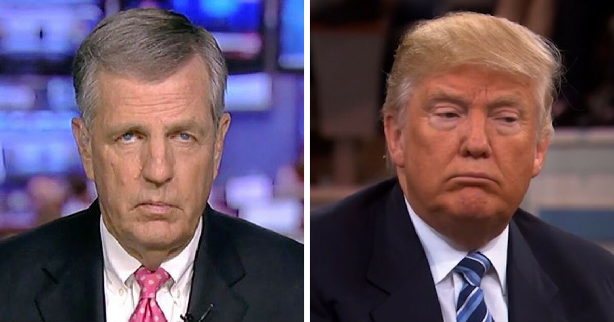 File images of Fox News host Brit Hume and President Donald Trump