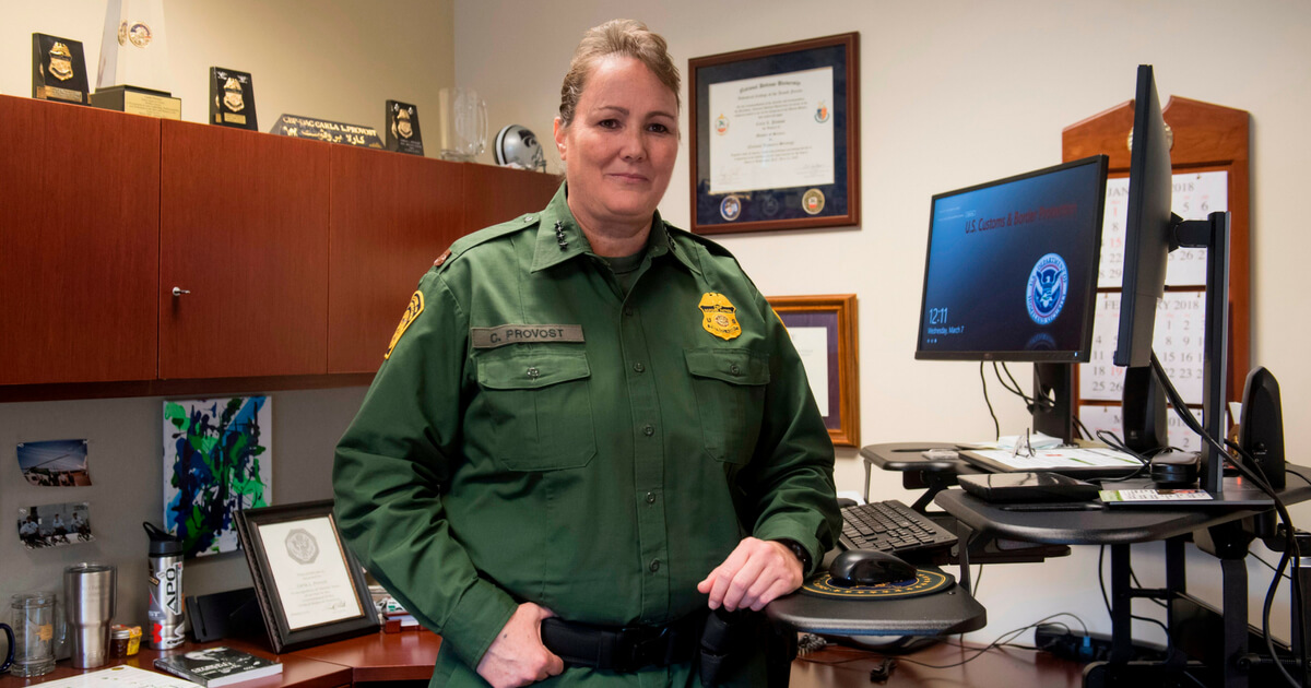 Carla Provost, the first-ever female border patrol chief, in green uniform
