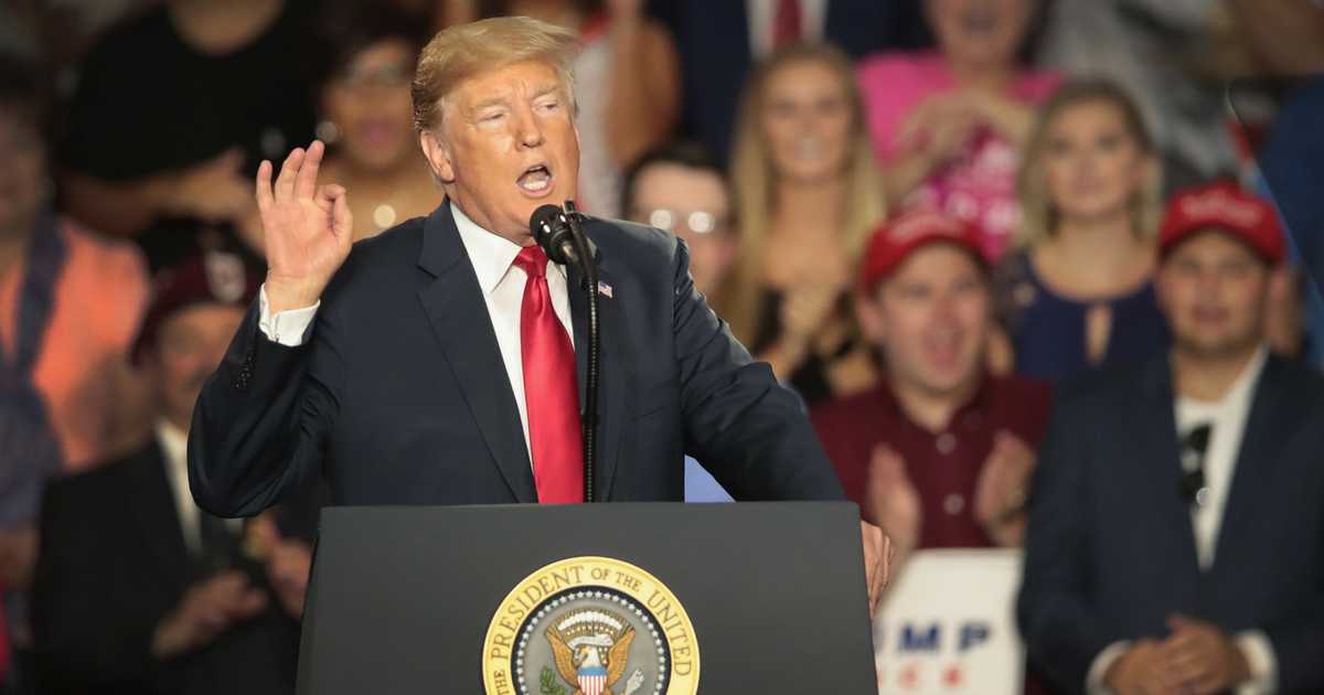 President Donald Trump speaks at a rally to show support for Ohio Republican congressional candidate Troy Balderson on August 4, 2018 in Lewis Center, Ohio.