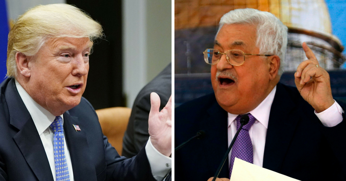 U.S. President Donald Trump, left, and Palestinian President Mahmoud Abbas, right.