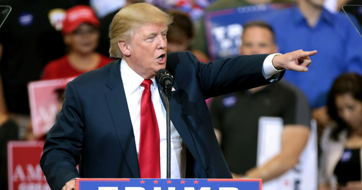 Donald Trump pointing at someone during a campaign rally at the Phoenix Convention Center in Phoenix, Arizona, on October 29, 2016.