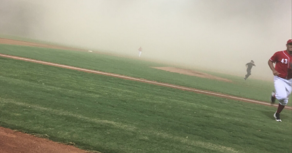 Players for the Arizona League Short Season A affiliates of the Reds and Padres sprinted off the field when a haboob hit Goodyear Ballpark.