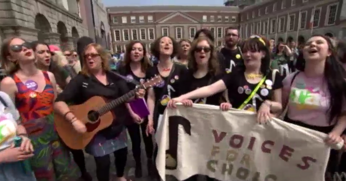 Women rally to support a repeal of Ireland's ban on abortion