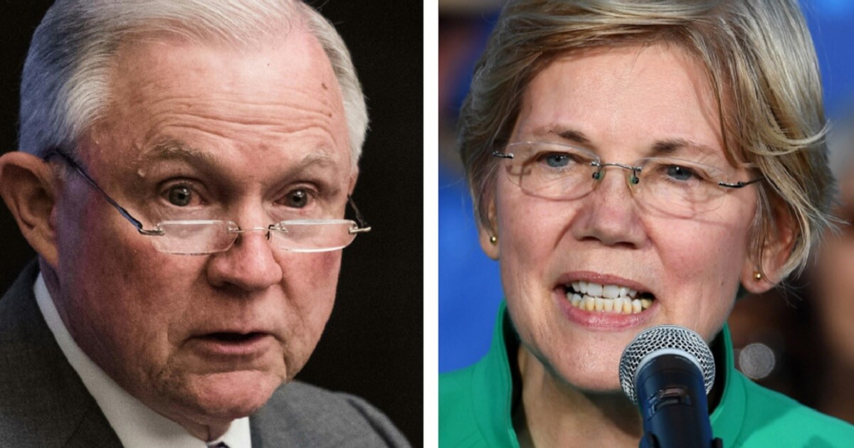 Jeff Sessions, left, and Elizabeth Warren