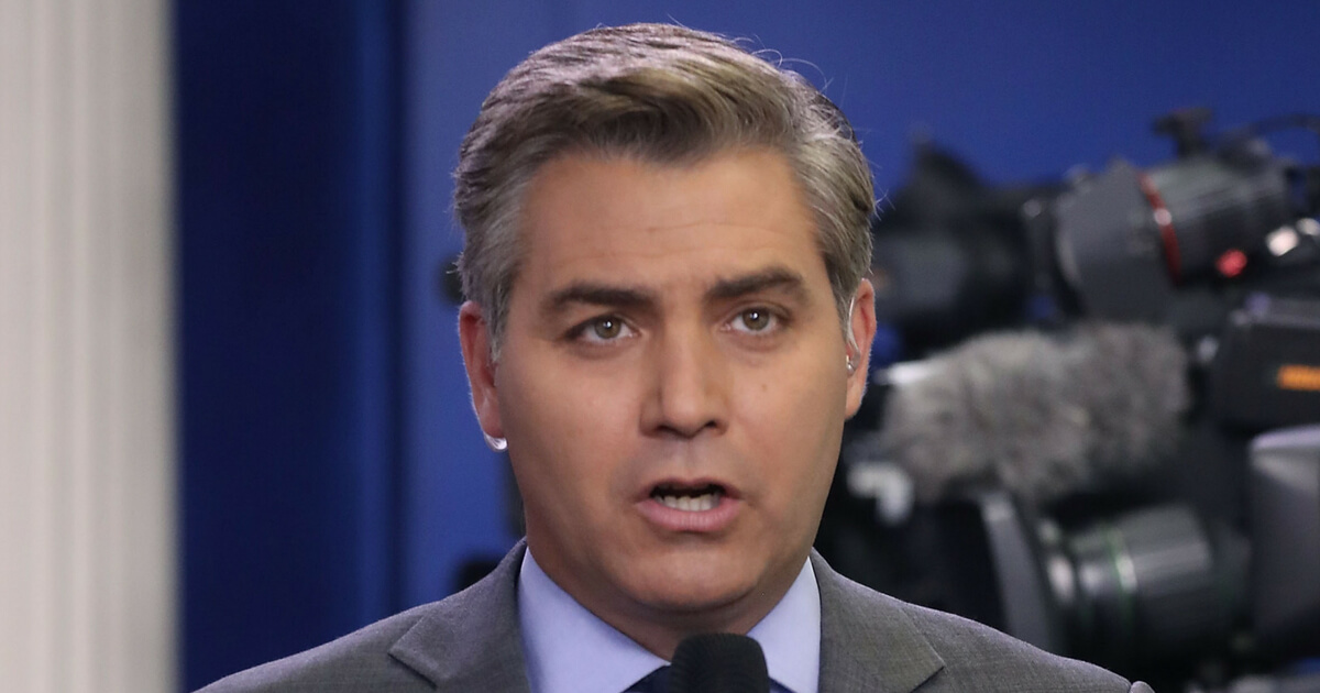 WASHINGTON, DC - AUGUST 02: CNN reporter Jim Acosta reports from the briefing room at the White House, on August 2, 2018 in Washington, DC. The administration's top security officials briefed the media on election interference.
