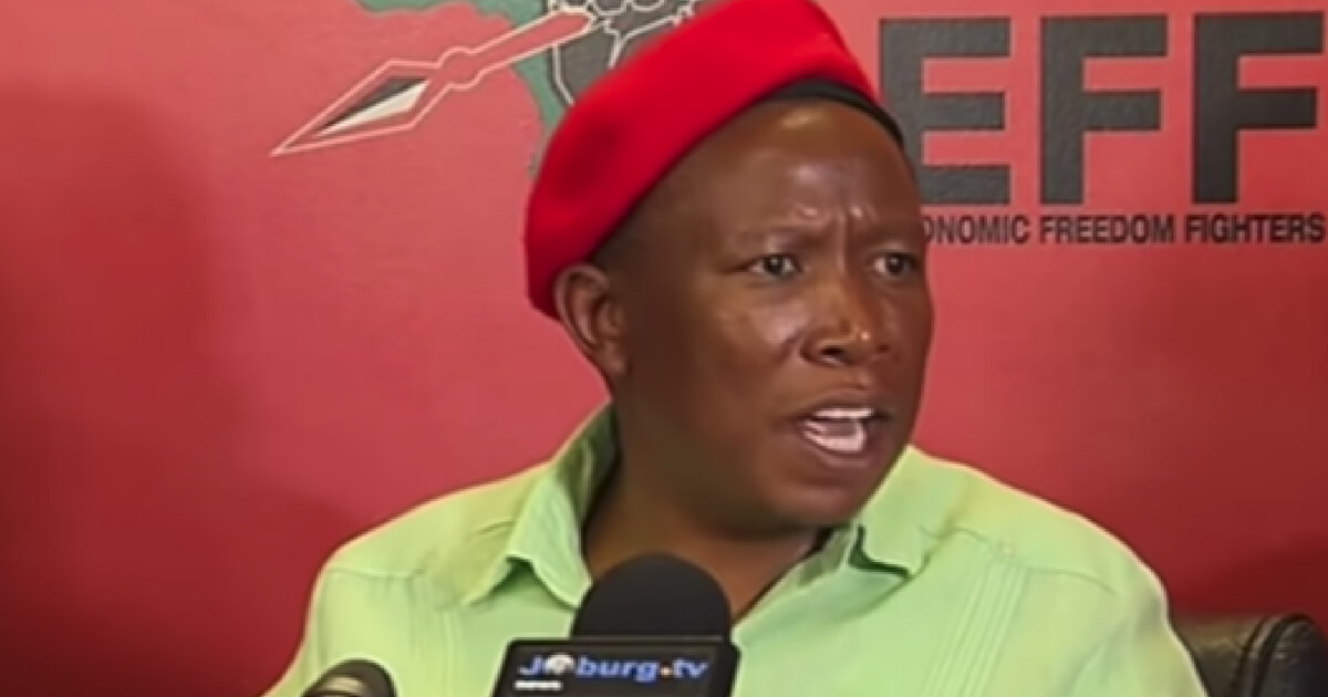 EFF leader Julius Malema denounces President Donald Trump at a press conference