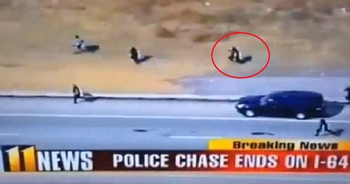 Man fleeing officers. Fastest officer circled in red.