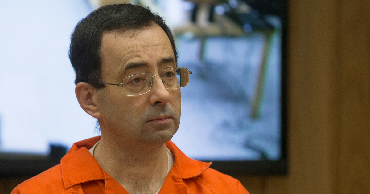 Former Michigan State University and USA Gymnastics doctor Larry Nassar appears in court for his final sentencing phase in Eaton County Circuit Court on Feb. 5, 2018, in Charlotte, Michigan.