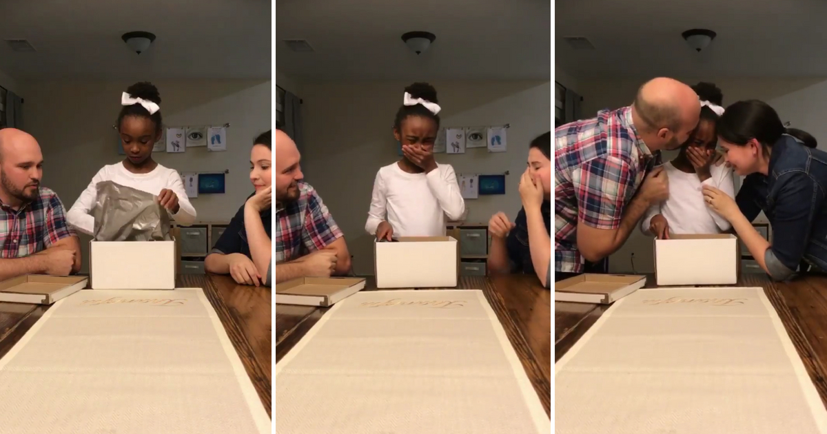 Little girl, center, cries when she learns she is getting adopted.