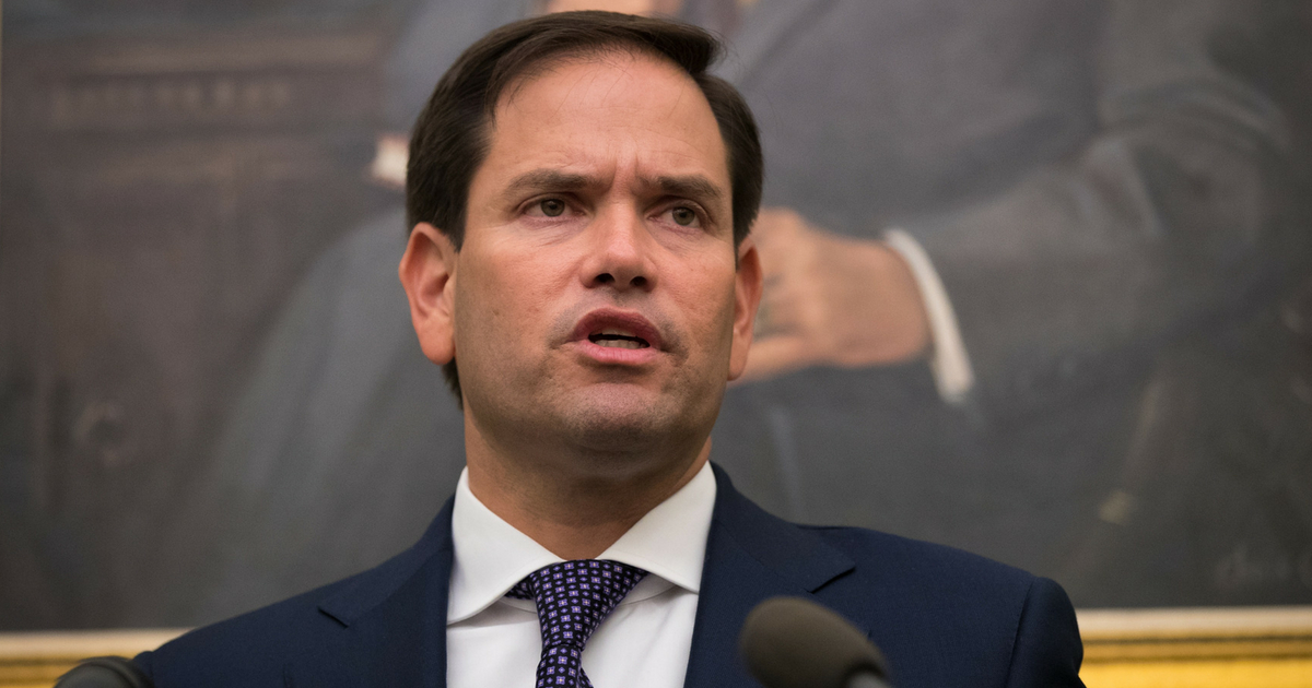 Sen. Marco Rubio takes questions from reporters about the relief effort in Puerto Rico following Hurricane Maria, Sept. 26, 2017, at the U.S. Capitol in Washington, D.C.
