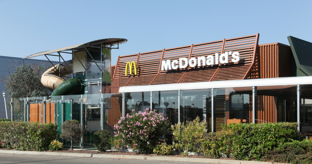 McDonald's restaurant in France. McDonald's is the world's largest chain of hamburger fast food restaurants