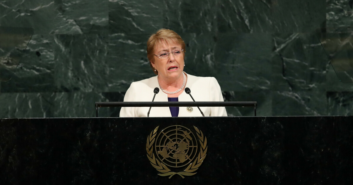 Michelle Bachelet Jeria, president of Chile, addresses the United Nations General Assembly at U.N. headquarters, Sept. 20, 2017, in New York City.