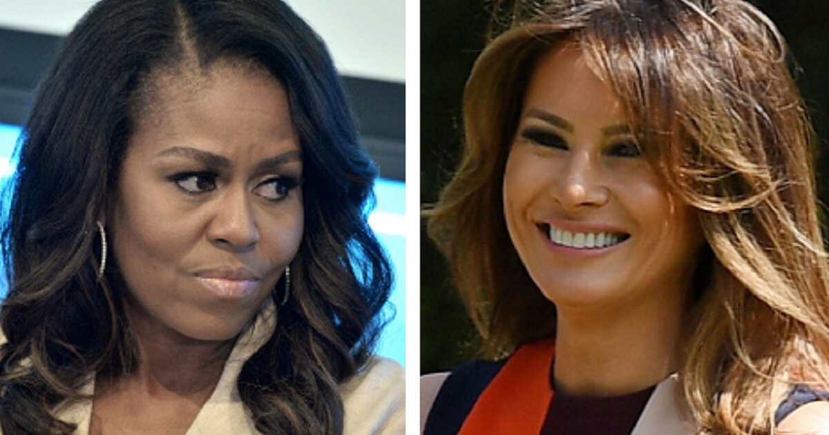 Michelle Obama, left, with Melania Trump