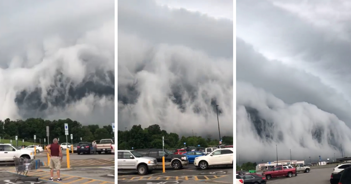 A shelf cloud loomed over a Walmart parking lot on Aug. 7.