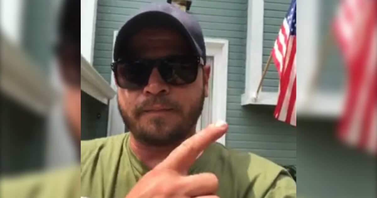 A Montana man's reaction to being told to take down his American flag has gone viral.