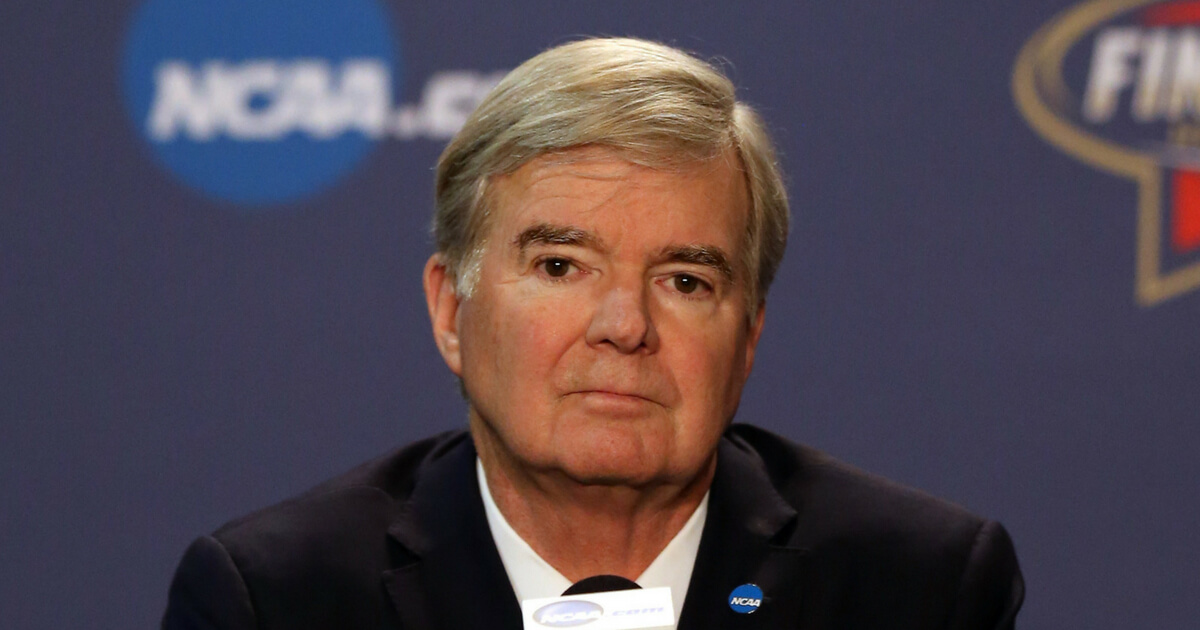 NCAA President Mark Emmert looks on during a press conference prior to the 2016 NCAA Men's Final Four at NRG Stadium on March 31, 2016, in Houston.