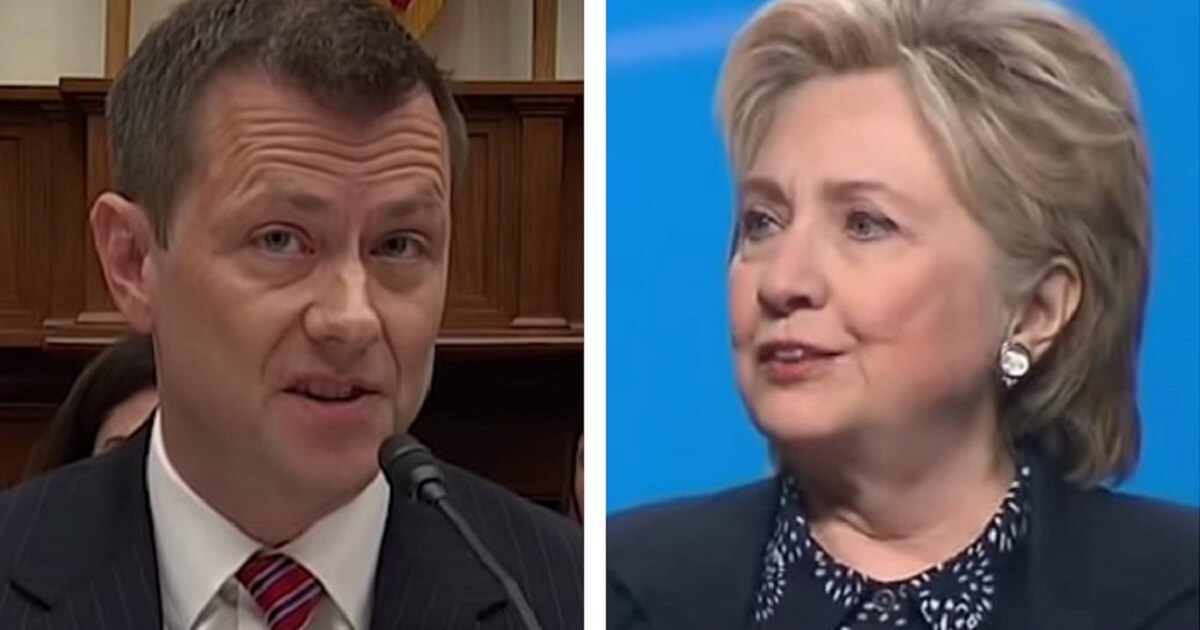 Peter Strzok, left, and Hillary Clinton, right.