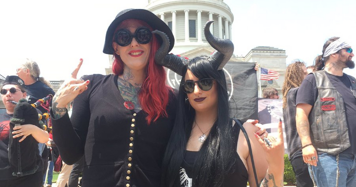 A group of Satanic Temple members rallied in Arkansas.