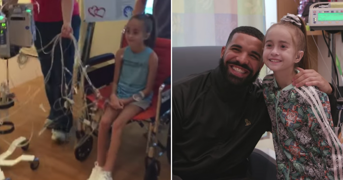 A little girl does Kiki challenge and meets Drake