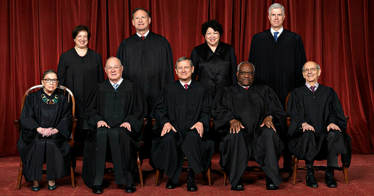 The nine Supreme Court justices during the Spring of 2018