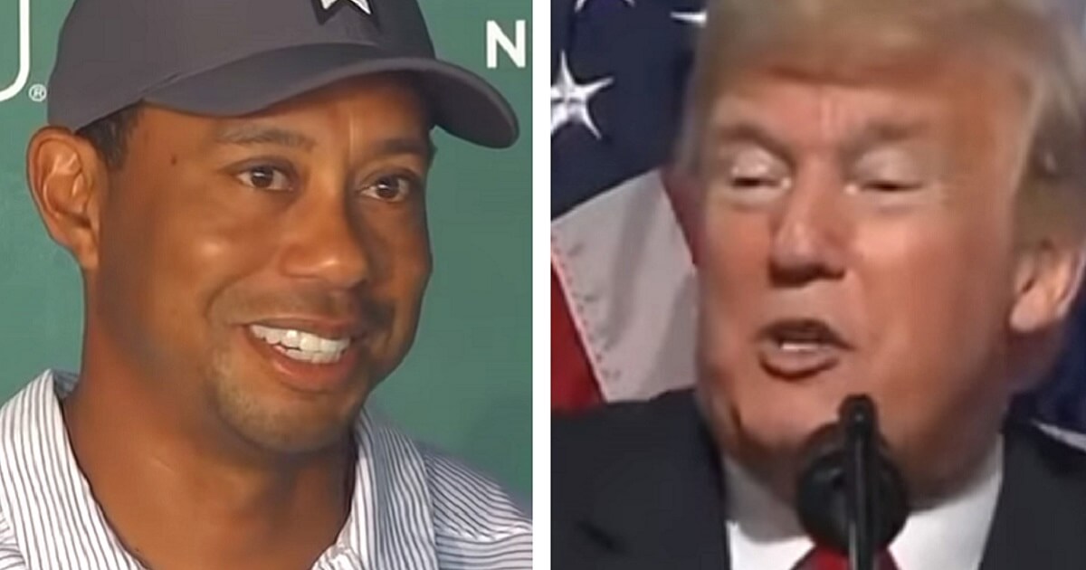 Tiger woods, left, and Donald Trump
