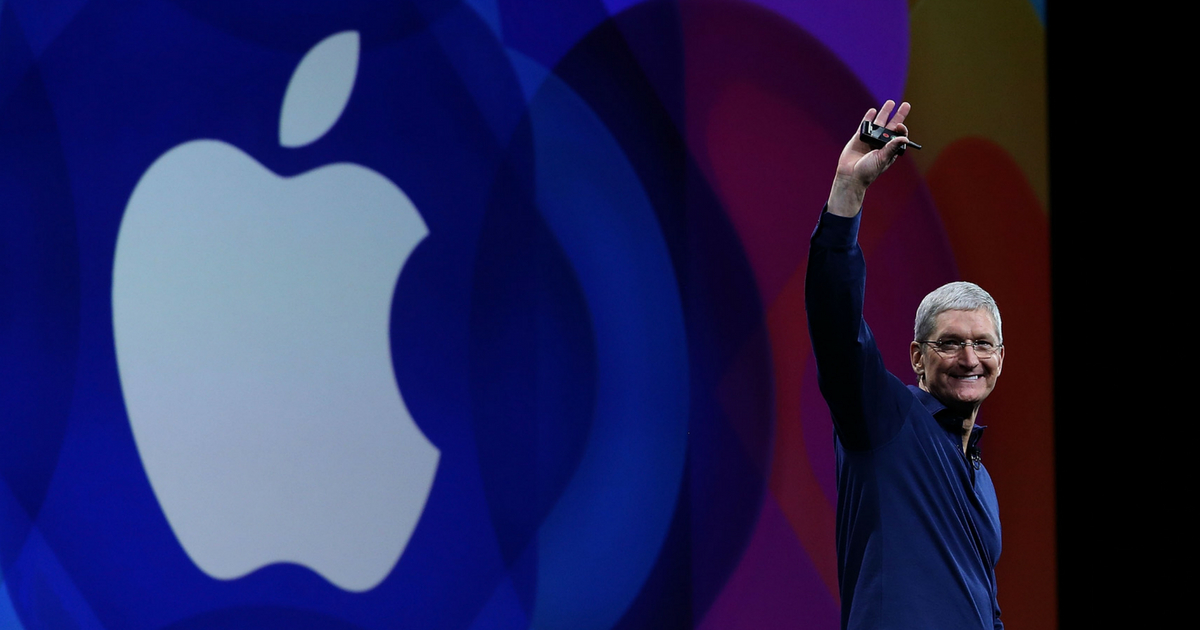 Apple CEO Tim Cook delivers the keynote address during Apple WWDC on June 8, 2015 in San Francisco.