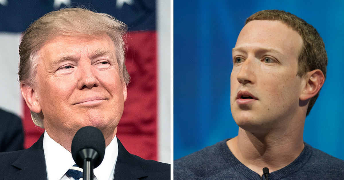 Left: President Donald Trump. Right: Facebook CEO Mark Zuckerberg
