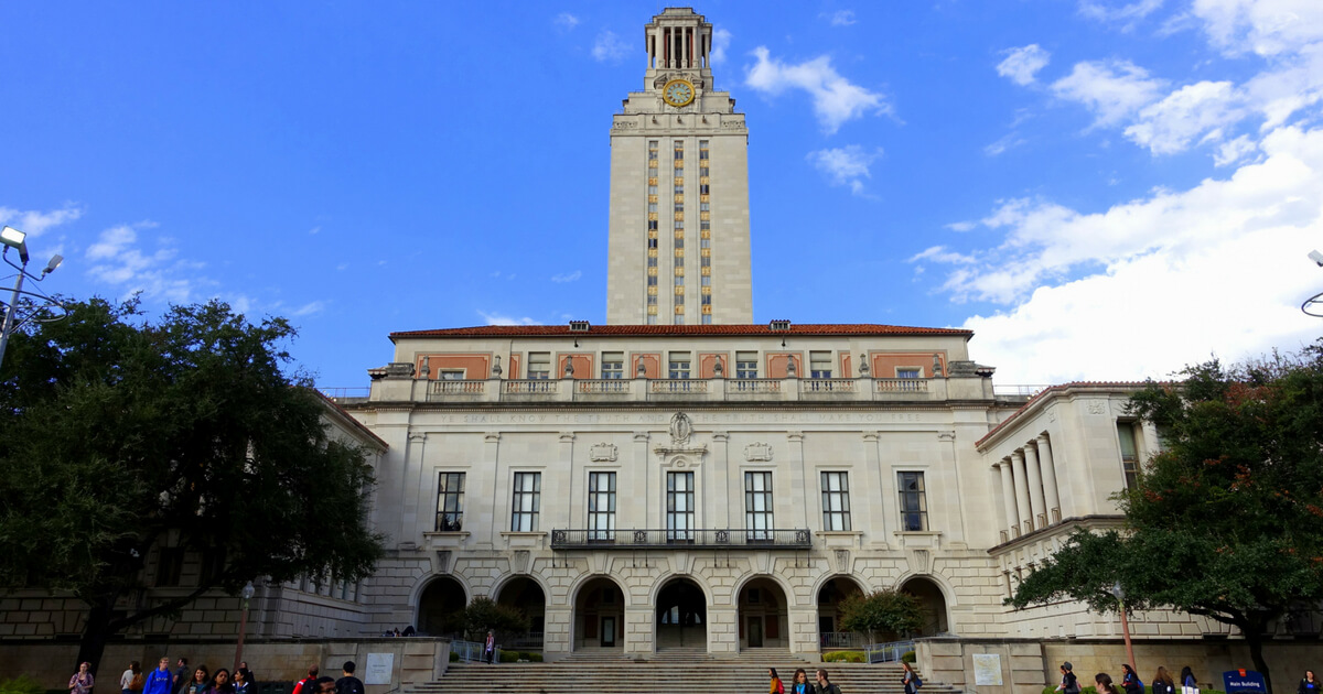 The main building on the campus of the University of Texas at Austin.