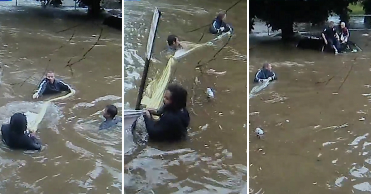 Bystanders and police officers rescue grandmother from flood in Upper Darby, Pennsylvania