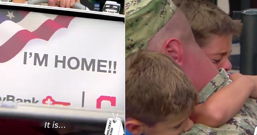 A military dad surprised his kids by coming home in a very unique way.