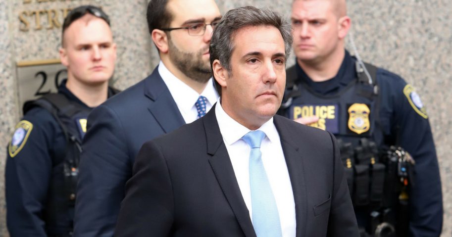Michael Cohen leaves federal court after a hearing on April 16, 2018, in New York.