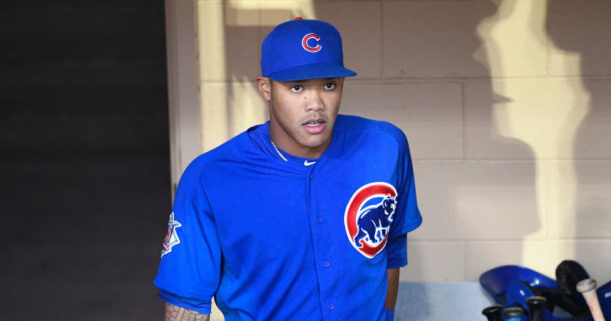 Cubs shortstop Addison Russell in the dugout