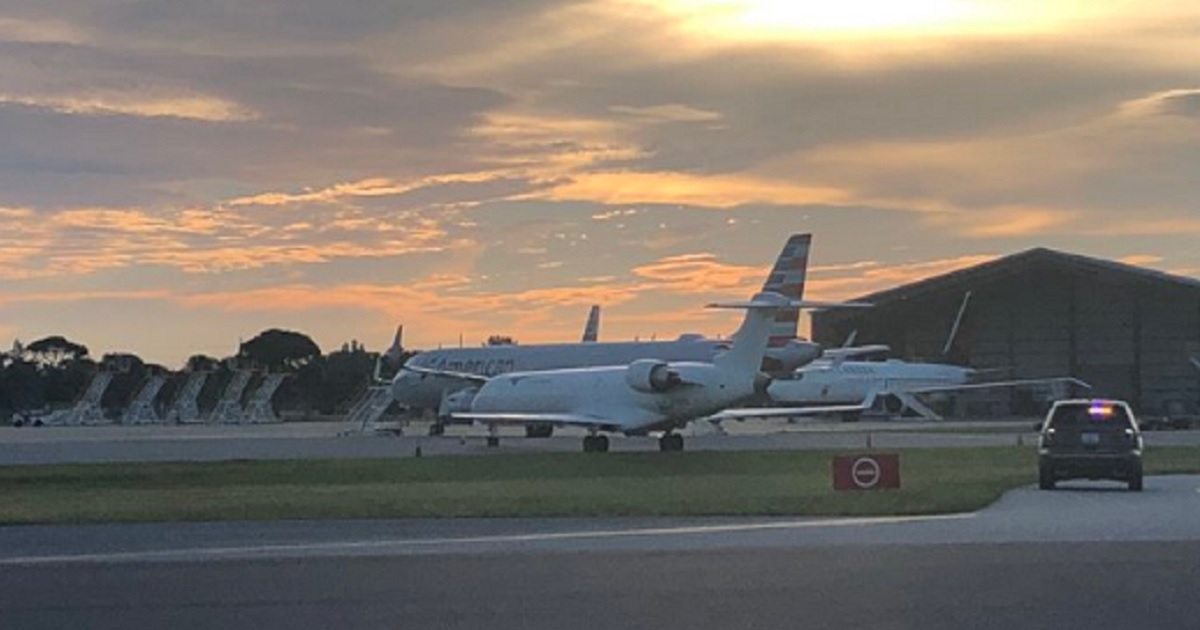 This American Airlines-owned airbus at Orlando Melbourne International Airport in Melbourne, Florida, was boarded illegally early Thursday morning.