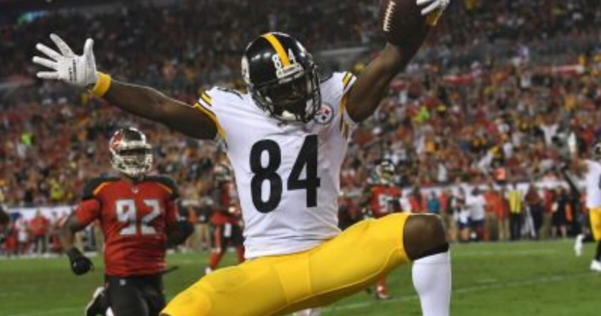Pittsburgh Steelers wide receiver Antonio Brown celebrates after his 27-yard score against the Tampa Bay Buccaneers. Pittsburgh won the game, 30-27.