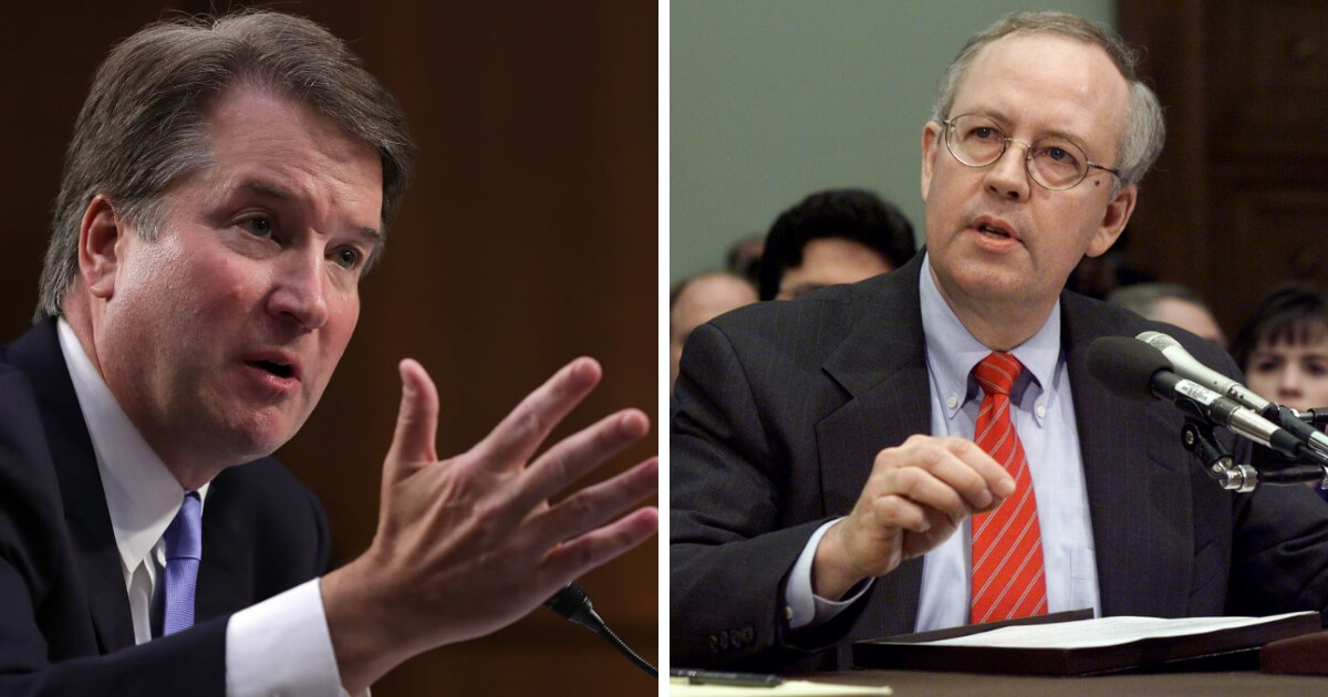 Supreme Court nominee Brett Kavanaugh, left, was on the staff of special prosecutor Ken Starr, right, when Starr investigated Bill and Hillary Clinton as part of the 'Whitewater' scandal.