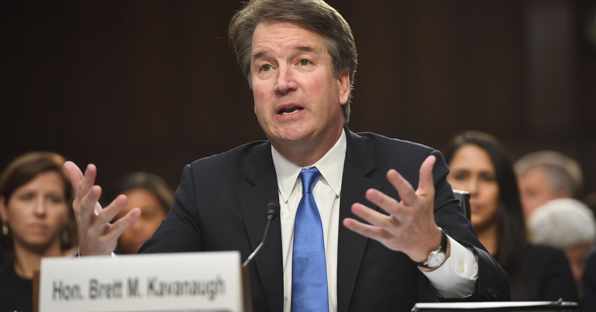 Judge Brett Kavanaugh makes a point to the Senate Judiciary Committee during a Sept. 5 confirmation hearing.
