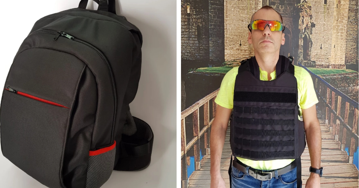 A bulletproof backpack produced by Isreal-based Masada Armour.