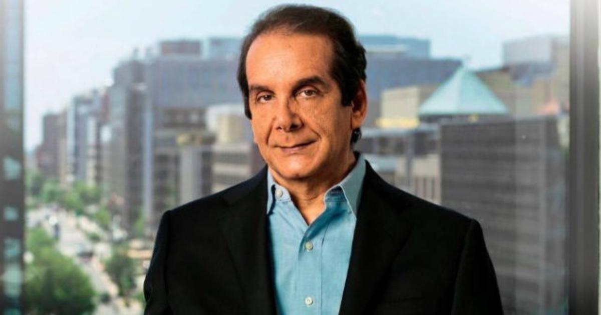 Charles Krauthammer in a black suit and blue shirt.
