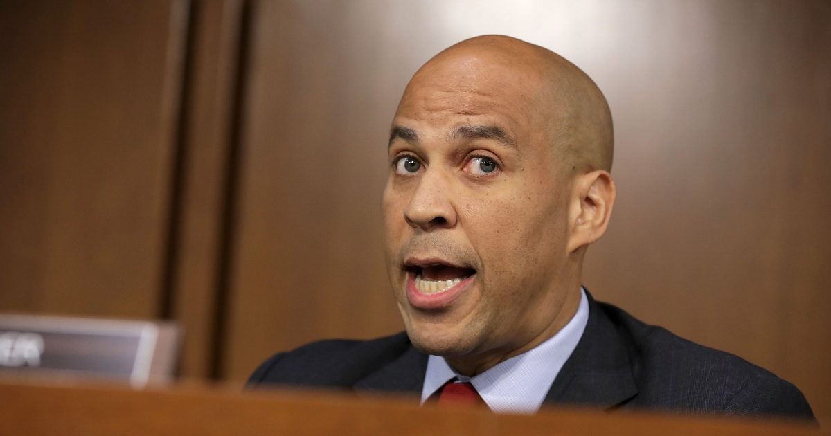 Senate Judiciary Committee member Cory Booker argues with Republican members of the committee during the third day of Supreme Court nominee Judge Brett Kavanaugh's confirmation hearing in the Hart Senate Office Building on Capitol Hill Sept. 6, 2018, in Washington, DC.