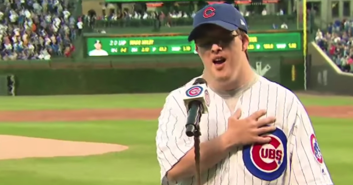 Cubs Fan with Down Syndrome Sings Anthem