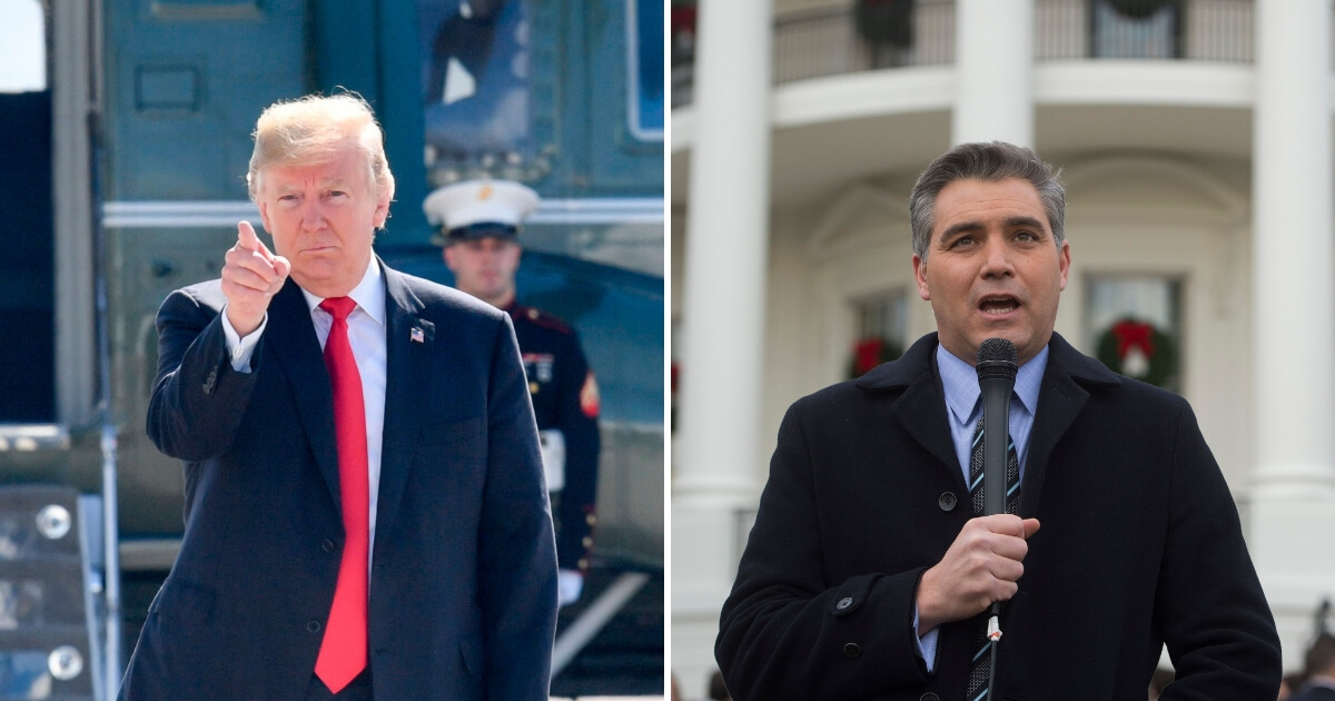 President Donald Trump, left, and Jim Acosta, right.