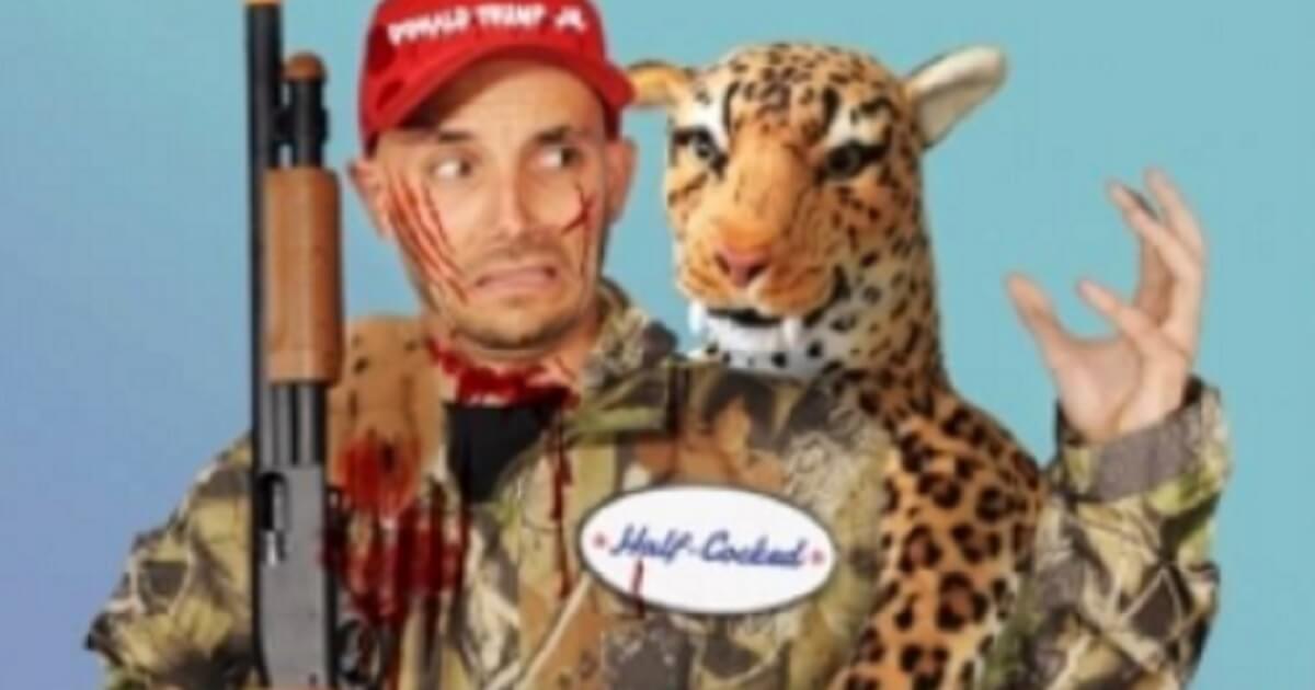People for the Ethical Treatment of Animals is selling a Halloween costume that purports to show Donald Trump Jr. being mauled by a leopard.