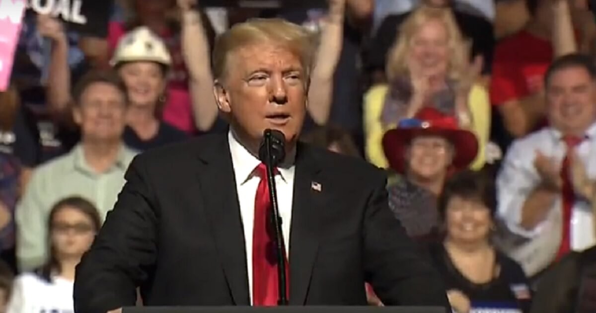 President Donald Trump addresses a rally Saturday in Wheeling, West Virginia.